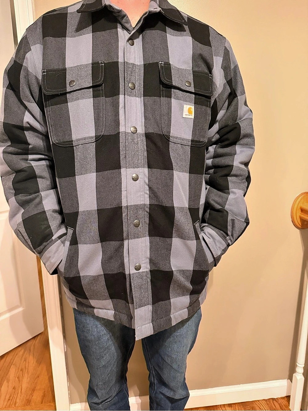 Carhartt Relaxed Fit Flannel Sherpa-Lined Shirt Jac blue & Black XL